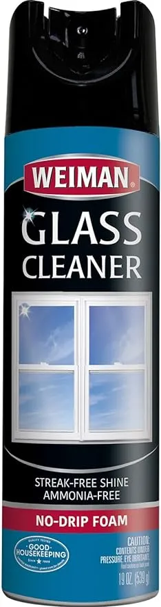 Weiman Glass Cleaner - 19 Ounce - Professional Streak Free Foaming No Drip Removes Grease Dissolves Fingerprints and Smudges