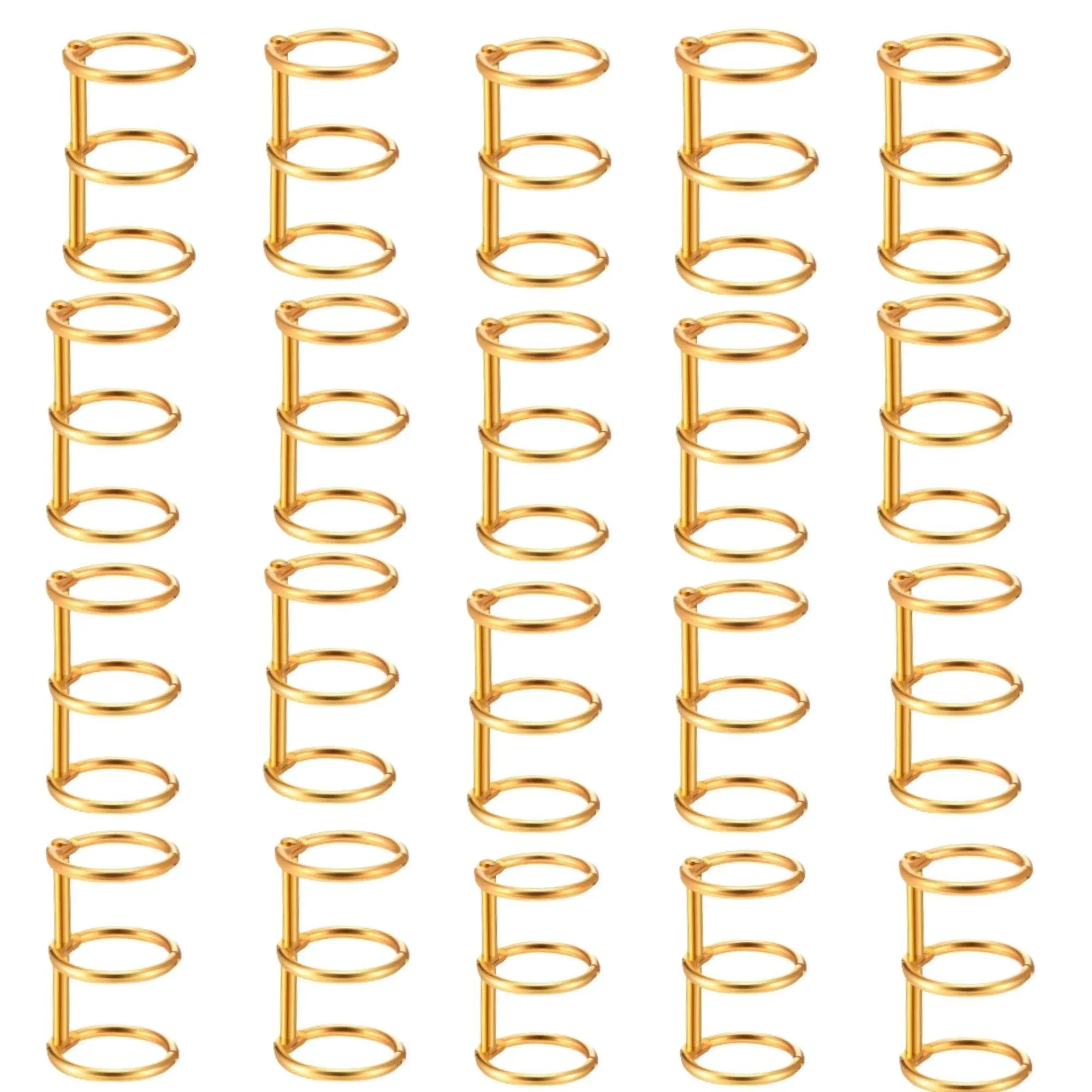 Performore 3 Holes Gold Loose Leaf Binder Book Rings on Post, 3/4" Inside Diameter Snap Split 3-Hinged Rings for DIY Travel Diary, Diary, Binding Spines Combs, Notebook and More (20 Pack)