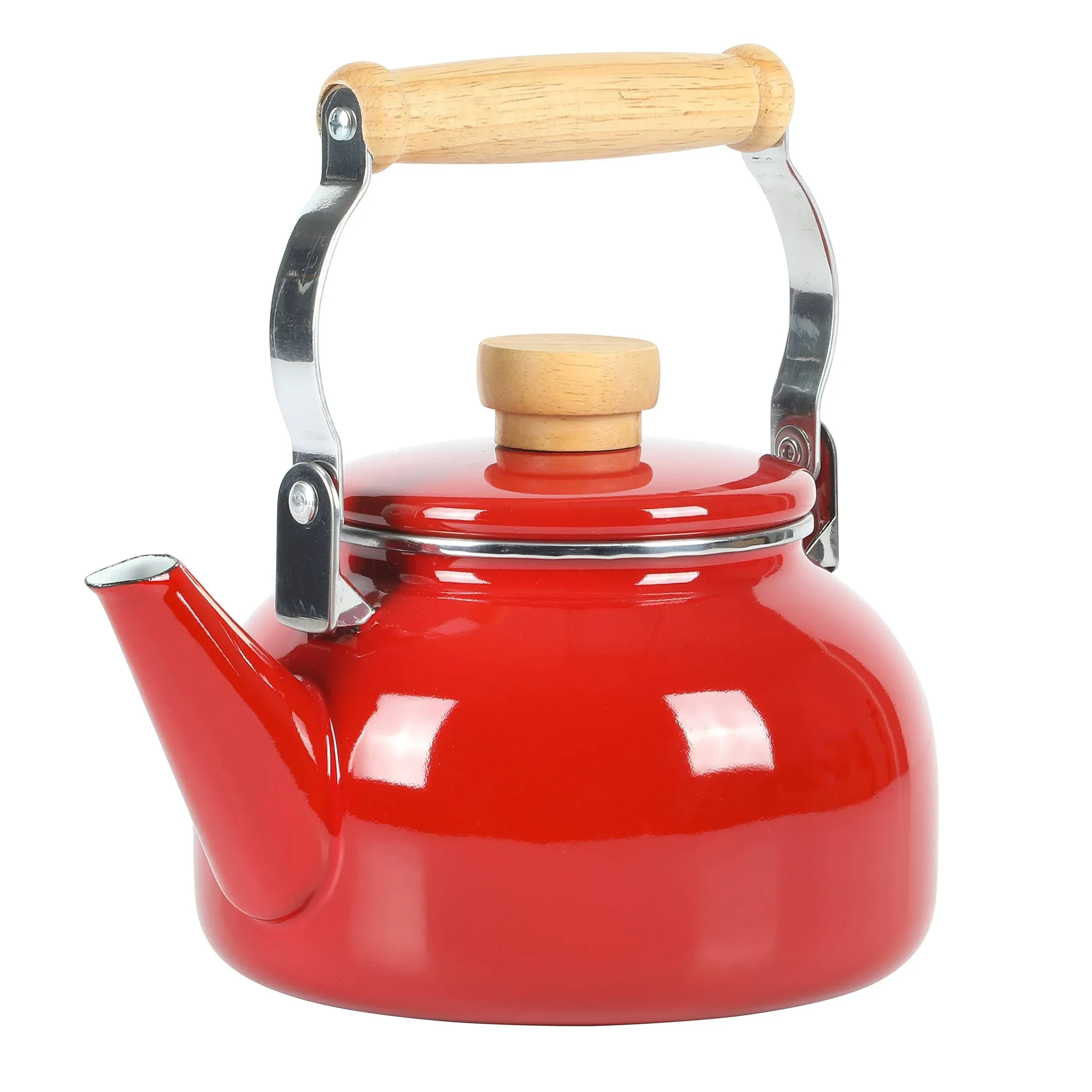 Mr. Coffee Quentin 1.5 Quart Tea Kettle with Fold Down Handle in Red