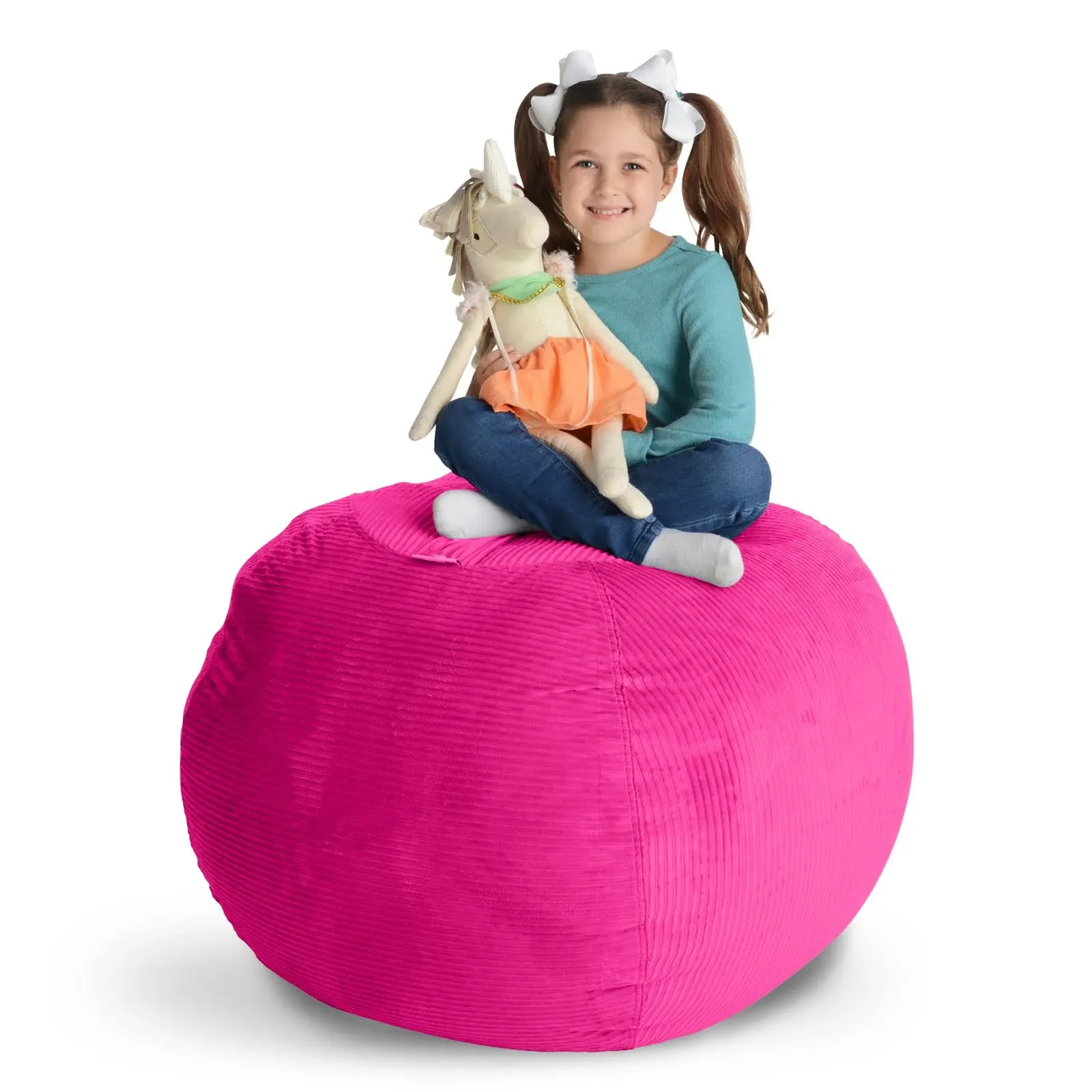  Stuff ’n Sit Extra Large 38’’ Bean Bag Storage Cover X-Large Hot Pink Corduroy