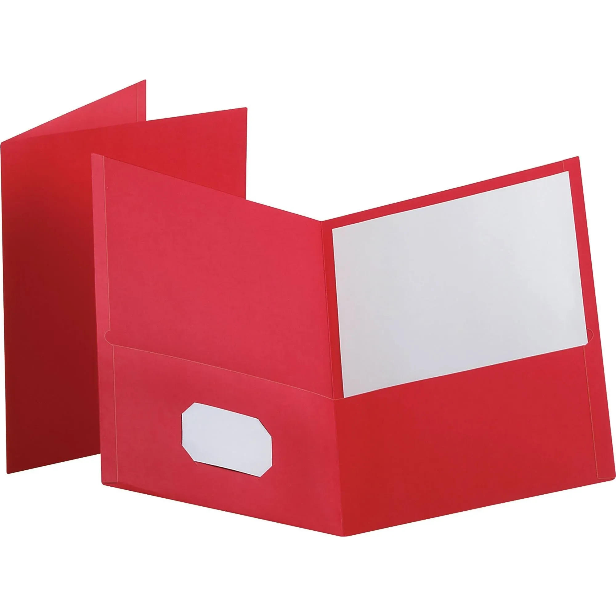 Oxford Twin-Pocket Folder, Embossed Leather Grain Paper, Red, 25-box