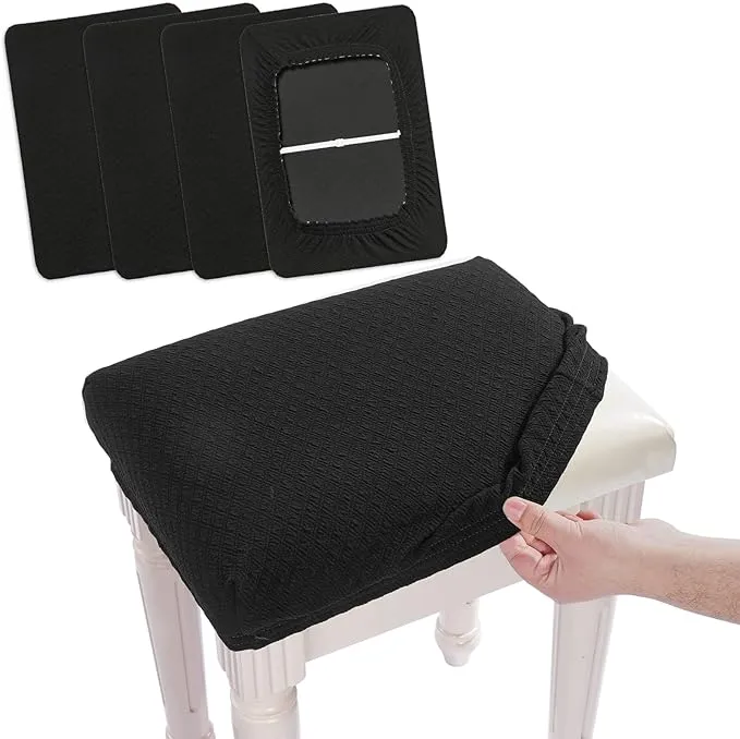 BUYUE 4 pcs Vanity Stool Bench Covers, Luxury Crease-Resista<wbr/>nt Jacquard Fabric