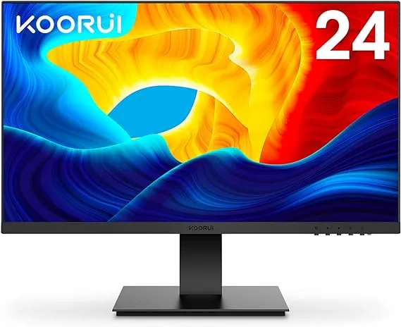 KOORUI 24 inch Monitor, Full HD 1080p VA LED Computer Monitor, 75Hz FHD 1920 x 1080 Ultra Slim Desktop PC Monitor with Hdmi, VGA, 75 x 75 mm VESA