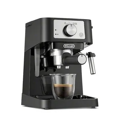 De'Longhi Stilosa Manual Espresso Machine, Latte & Cappuccino Maker, 15 Bar Pump Pressure + Milk Frother Steam Wand, Black / Stainless, EC260BK, 13.5 x 8.07 x 11.22 inches