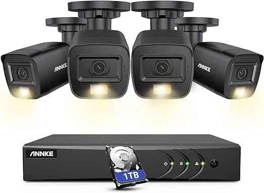 ANNKE 3K Security Camera System with Smart Dual Light, 8CH 3K Lite H.265+ Surveillance DVR with AI Human/Vehicle Detection, 4 x IP67 CCTV 3K 5MP Camera with Mic/Audio, Color Night Vision, 1TB HDD