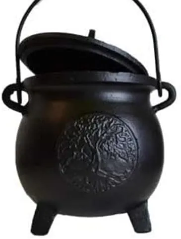 Home Fragrance Potpourris Cauldrons Tree of Life Cast Iron Three Legged with Han