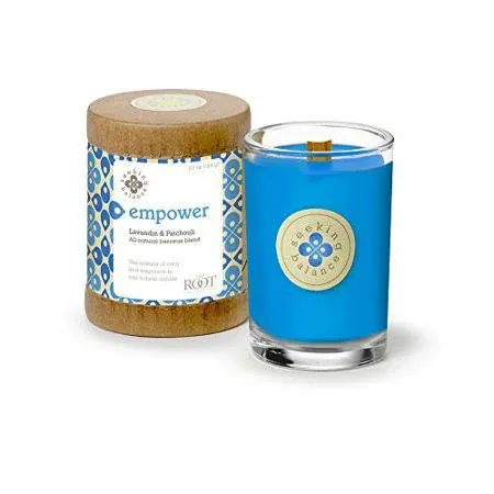 Root Candles 9941329 Seeking Balance Small Spa Candle, 6.5-Ounce, Empower: Lavandin & Patchouli