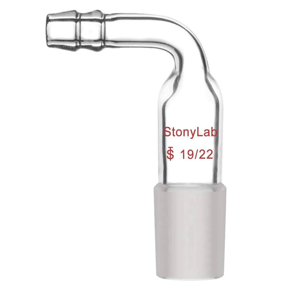 StonyLab Glass Bent Inlet Adapter with 19/22 Male Glass Joint and 9 mm Hose ...