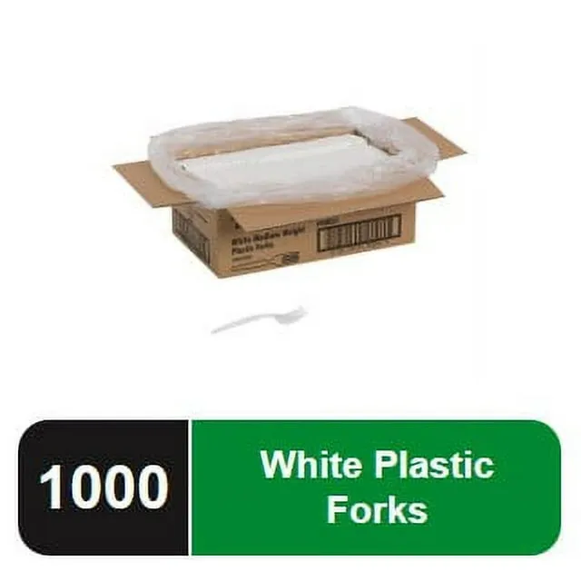 Dixie Plastic Forks, Mediumweight, White, 1000/Carton 