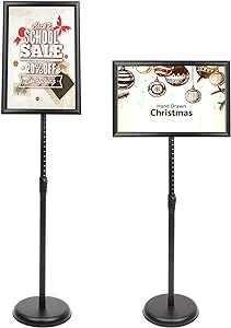 DISPLAYSWORKER Sign Stand, Sign Holder Floor Stand with Heavy Duty Pedestal,Adjustable Pedestal Poster Stand Aluminum Snap Frame