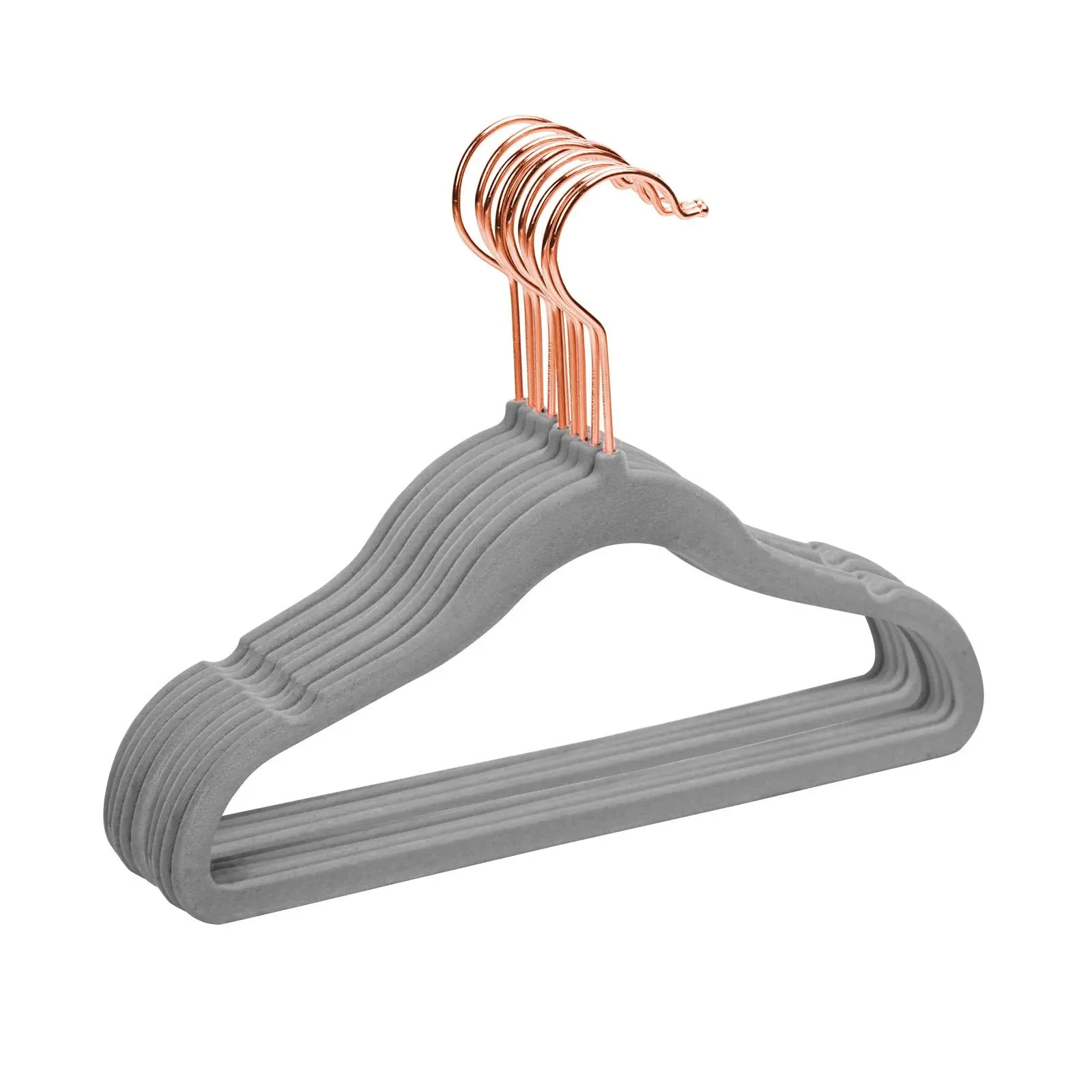 MIZGI Premium Kids Velvet Hangers (Pack of 50) with Copper/Rose Gold Hooks,Space