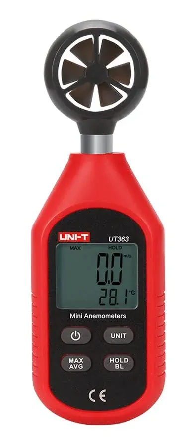 UNI-T UT363 Handheld Anemometer Wind Speed Meter Wind Chill Air Temperature Gauge -14°F to 122°F (-10°C to 50°C) with LCD Backlit Max/Avg Data Hold