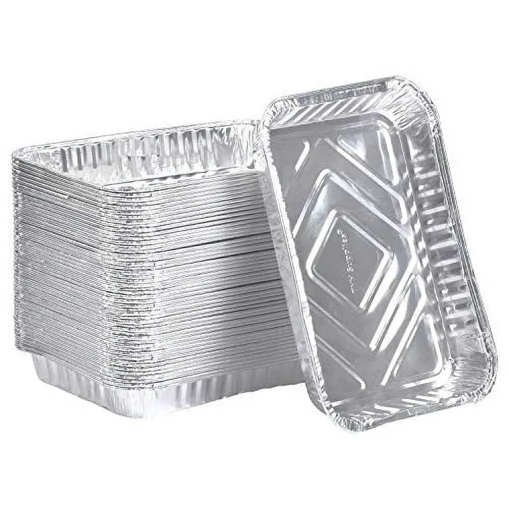 TYH Supplies 50-Pack Aluminum Foil BBQ Grease Drip Pans Compatible with Weber ...