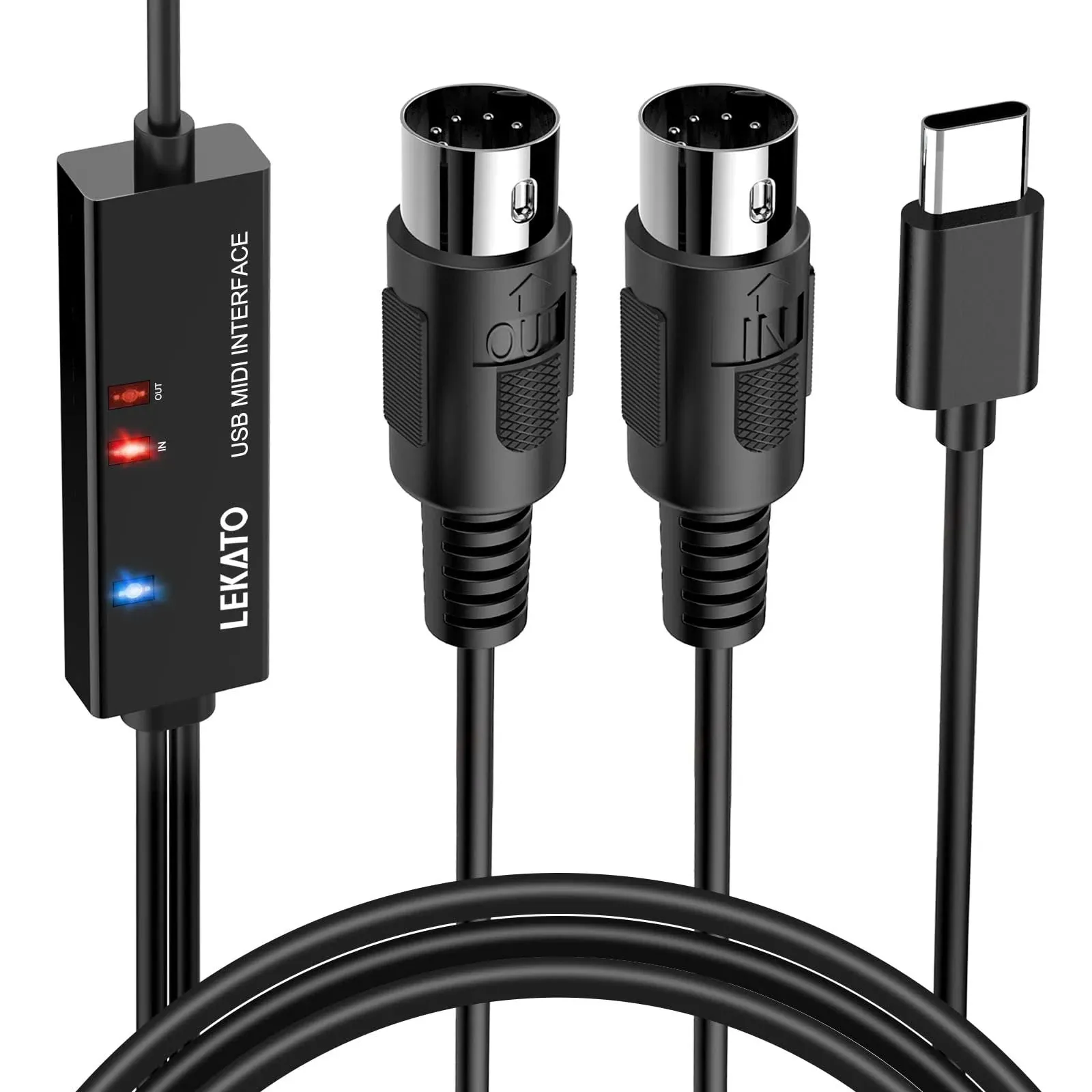 Midi Cable, Midi To Usb C, Type-C Midi Interface With Input & Output Connecting Keyboard/Synthesizer For Editing Recording Professional Cord Windows/Mac Studio -6.5Ft, Black | Reverb