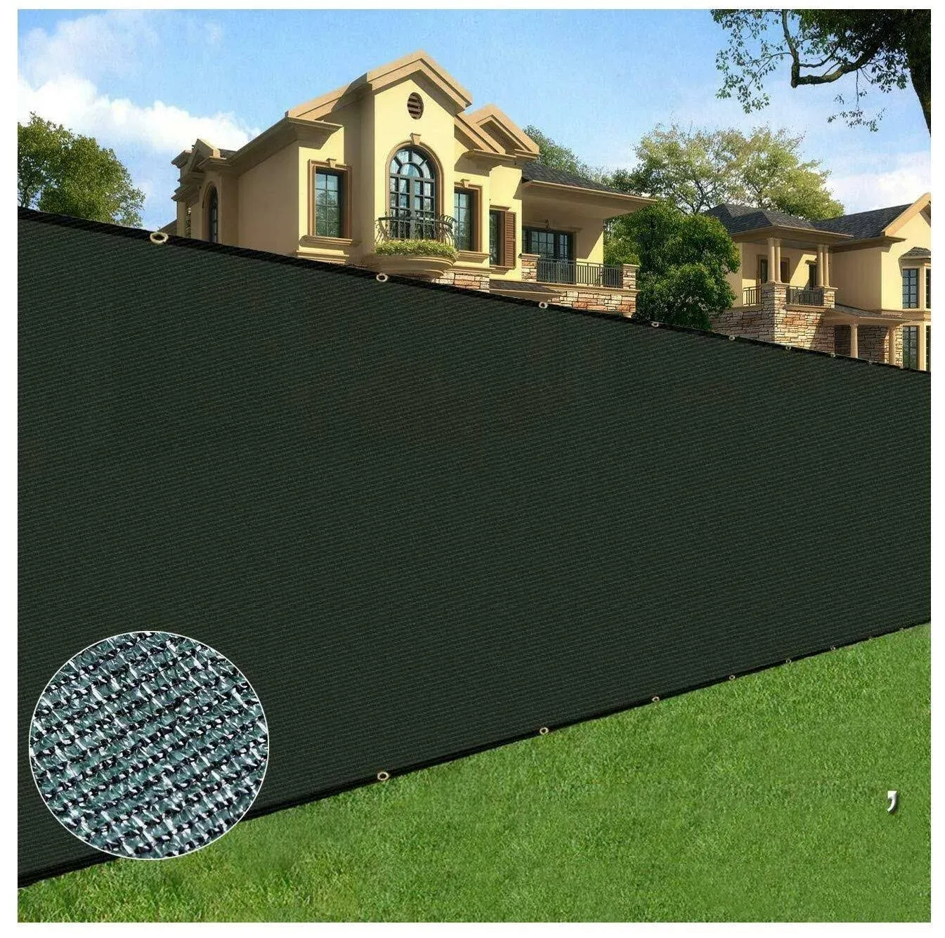 6 ft. x 50 ft. Black Privacy Fence Screen Netting Mesh with Reinforced Grommet for Chain link Garden Fence