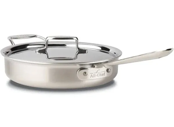 All-Clad BD55403 D5 Brushed Stainless Steel 5-ply Bonded Cookware, Saute Pan with lid, 3 quart, Silver