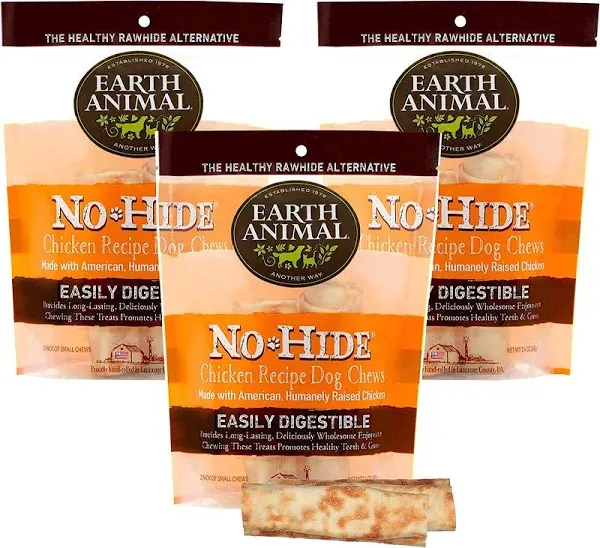 No Hide Small Chicken Flavored Natural Rawhide Free Dog Chews Long Lasting Do...