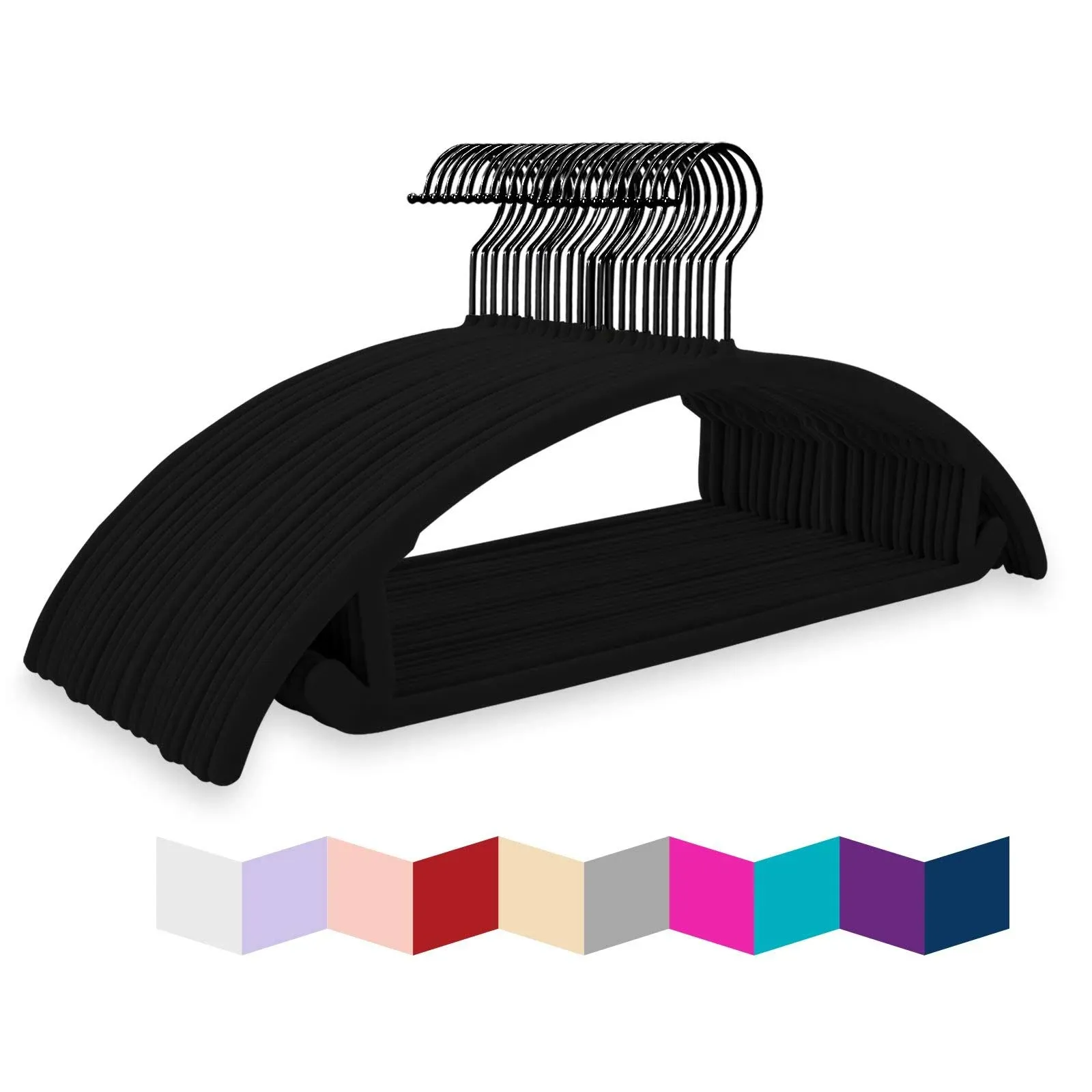 MIZGI Premium Velvet Hangers (Pack of 50) Heavyduty- Non Slip No Shoulder Bump ...