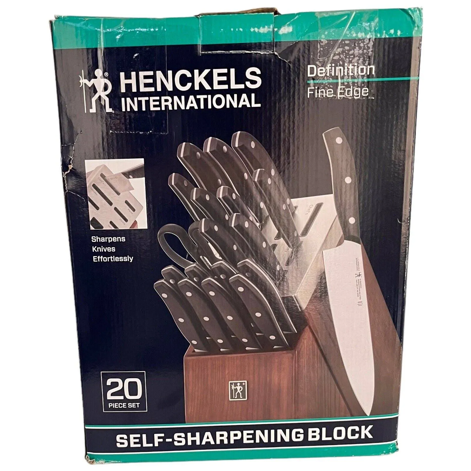 Henckels Forged Accent 20 Piece Self Sharpening Knife Block Set with Black Handles