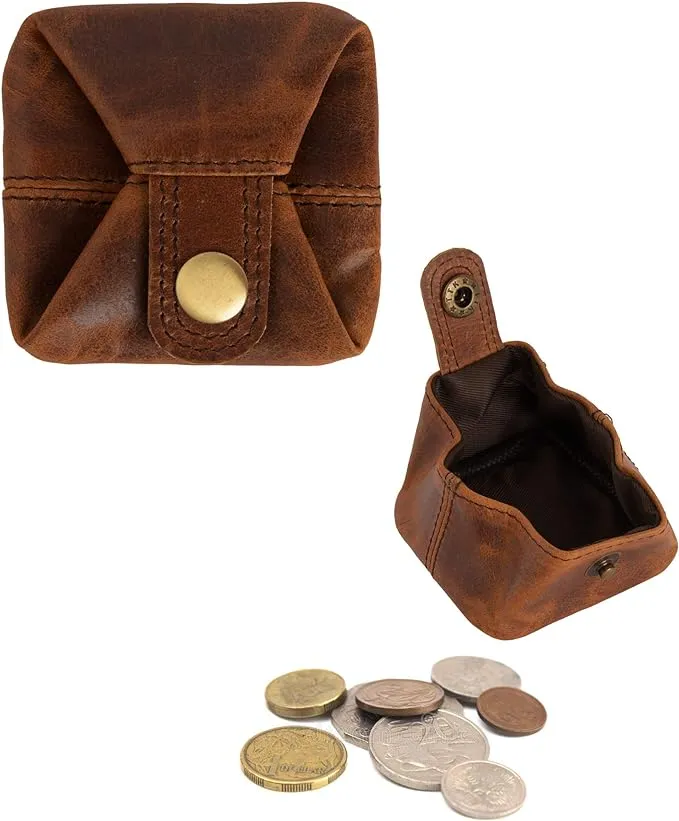 Jajmo Legacy Premium Leather Coin Pouch - Compact Change Holder and Mini Pocket Wallet for Men & Women - Pack of 1