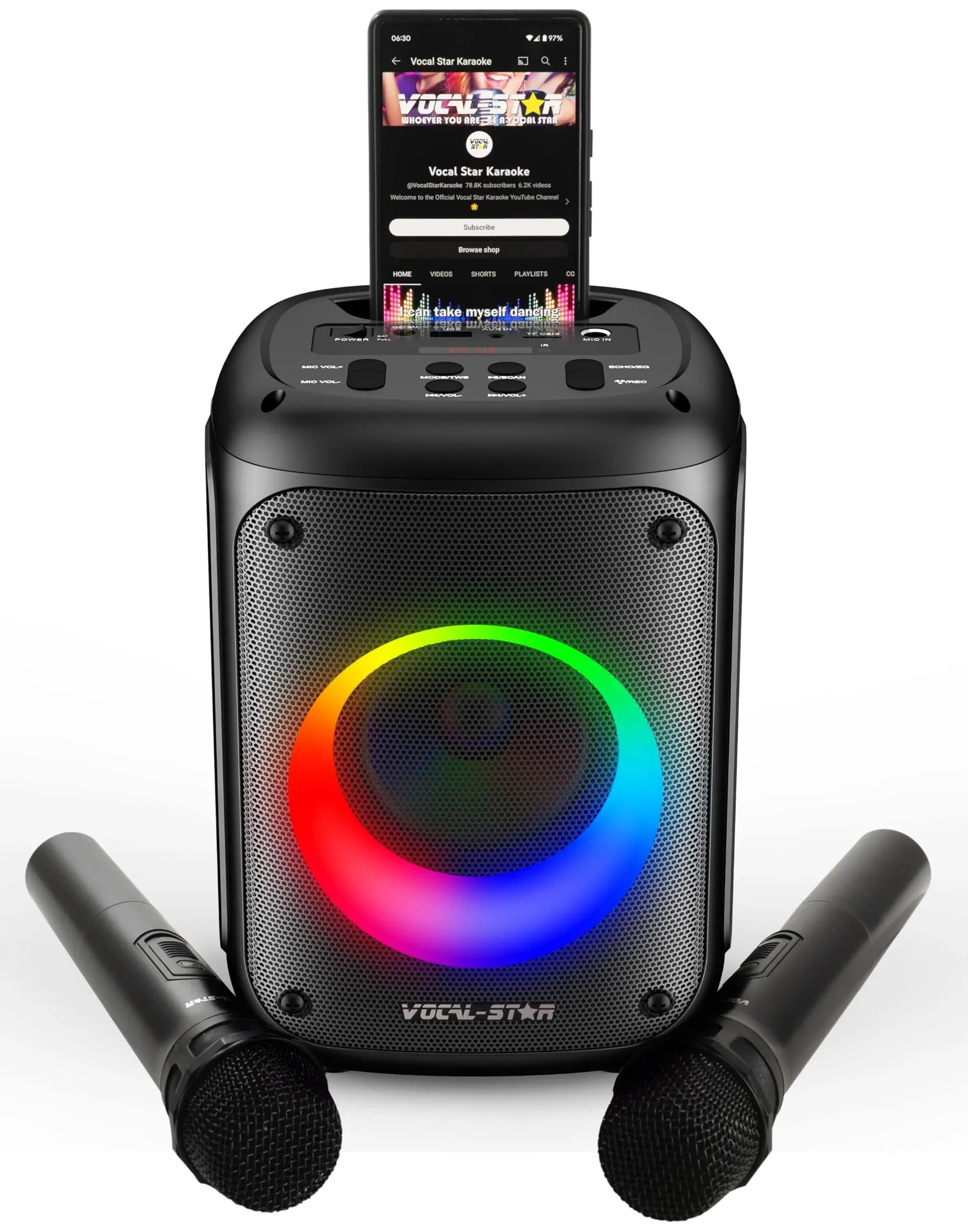 Vocal-Star VS-275BT Portable Bluetooth Karaoke Machine & 2 Mics