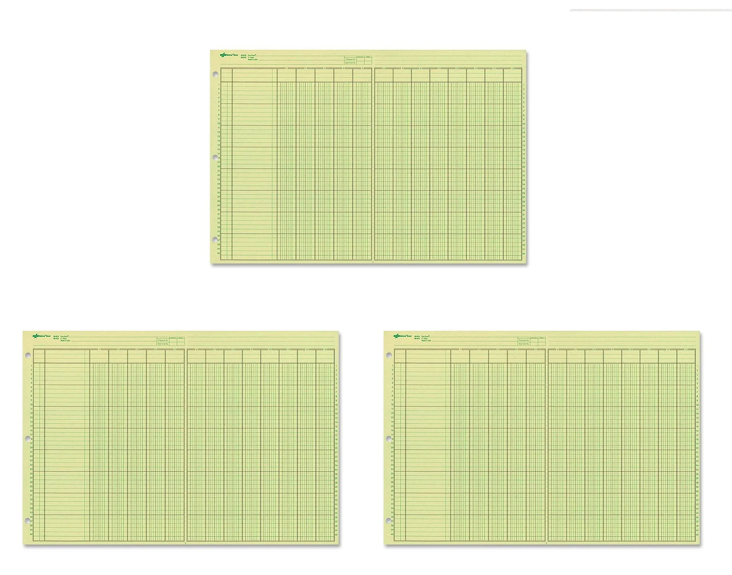 National Analysis Pad 13 Columns Green Paper 11 x 16.375" 50 Sheets Sold As 3 ...