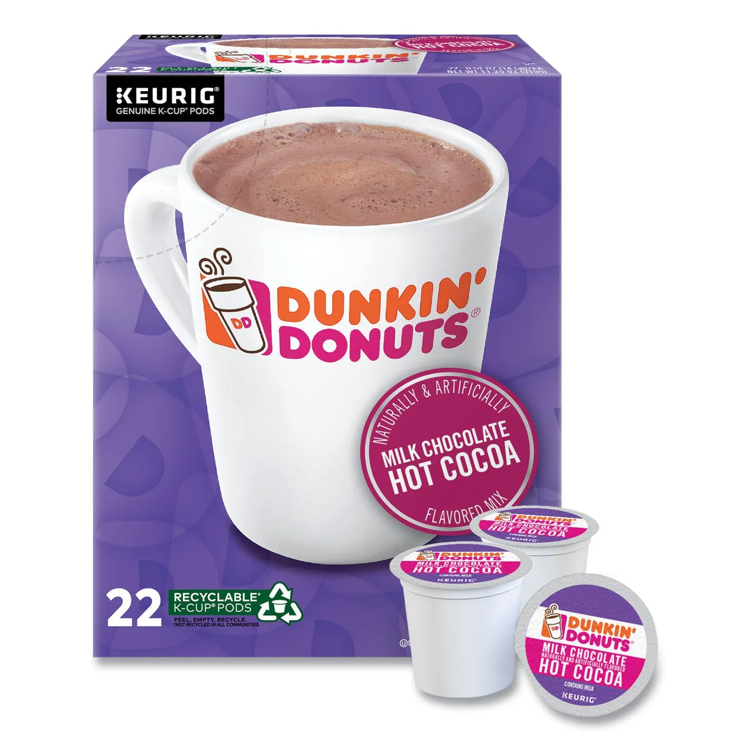 Dunkin Donuts Milk Chocolate Hot Cocoa K-Cup Pods, 22/Box