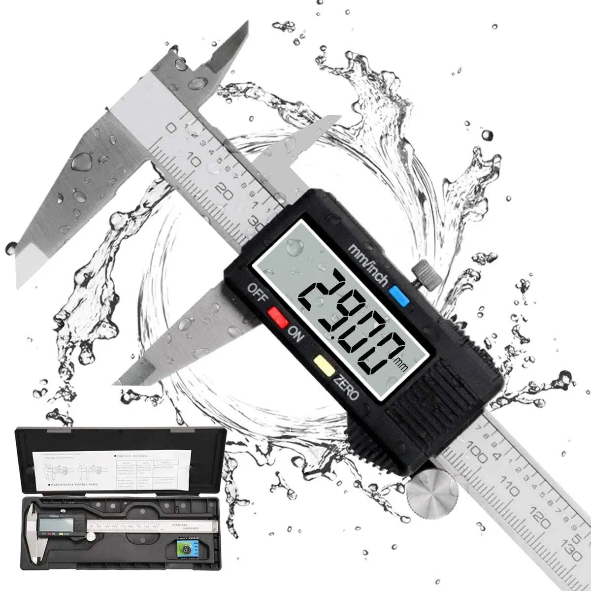 Caliper Measuring Tool Qfun Vernier Digital Caliper Stainless Steel 6 Inch/15...