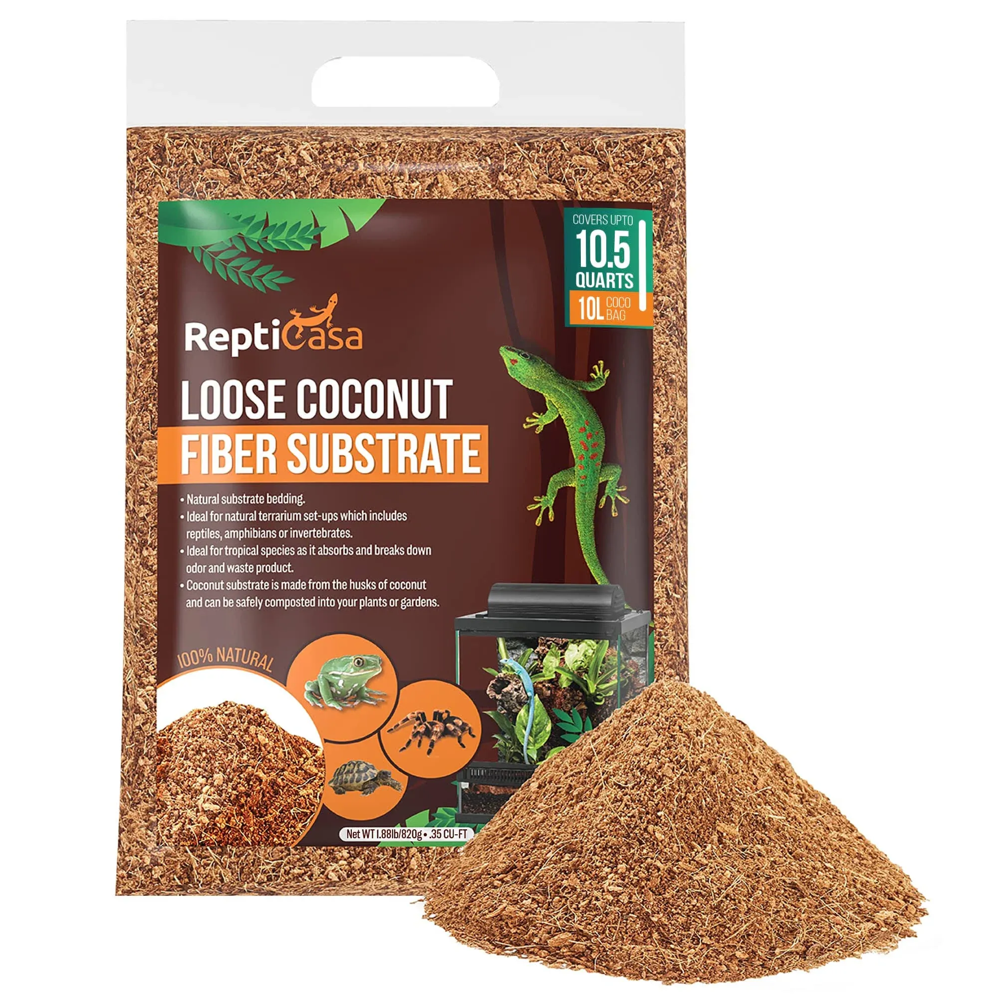 ReptiCasa Loose Coconut Substrate Husk Fibers 10.5 Quarts Bag