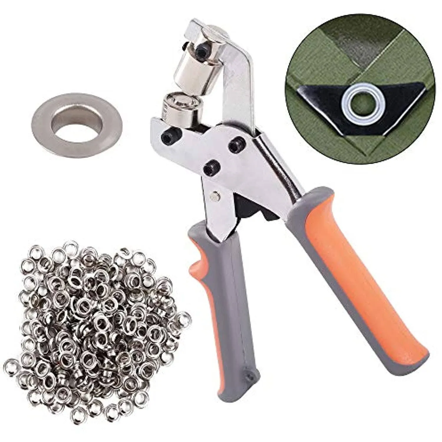 King Pieces Grommet Tool Kit Handheld Hole Punch Pliers Portable Grommet Hand ...