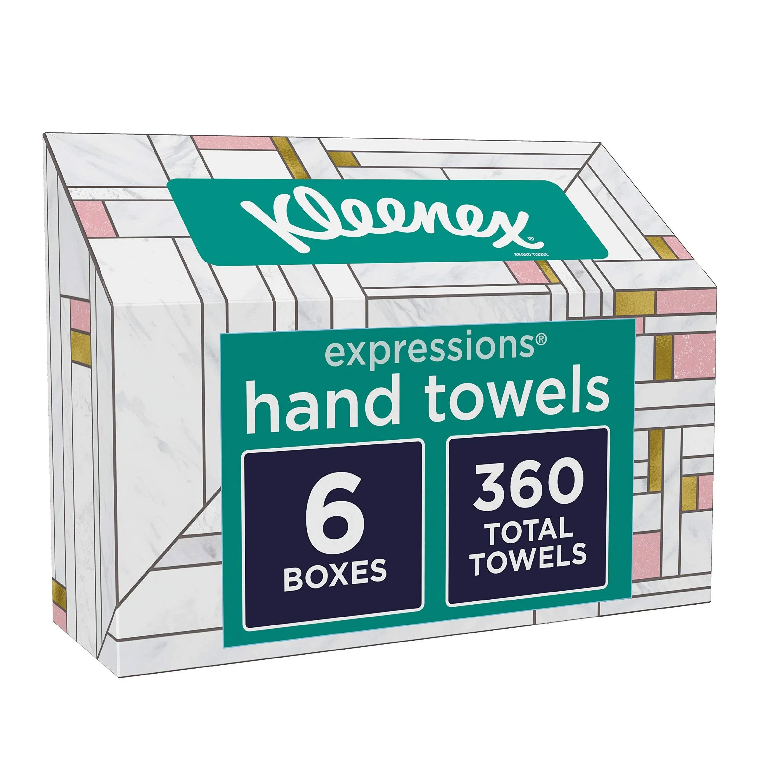 Kleenex Expressions Disposable Paper Hand Towels, 6 Boxes, 60 Towels per Box (360 Total Hand Towels), Packaging May Vary