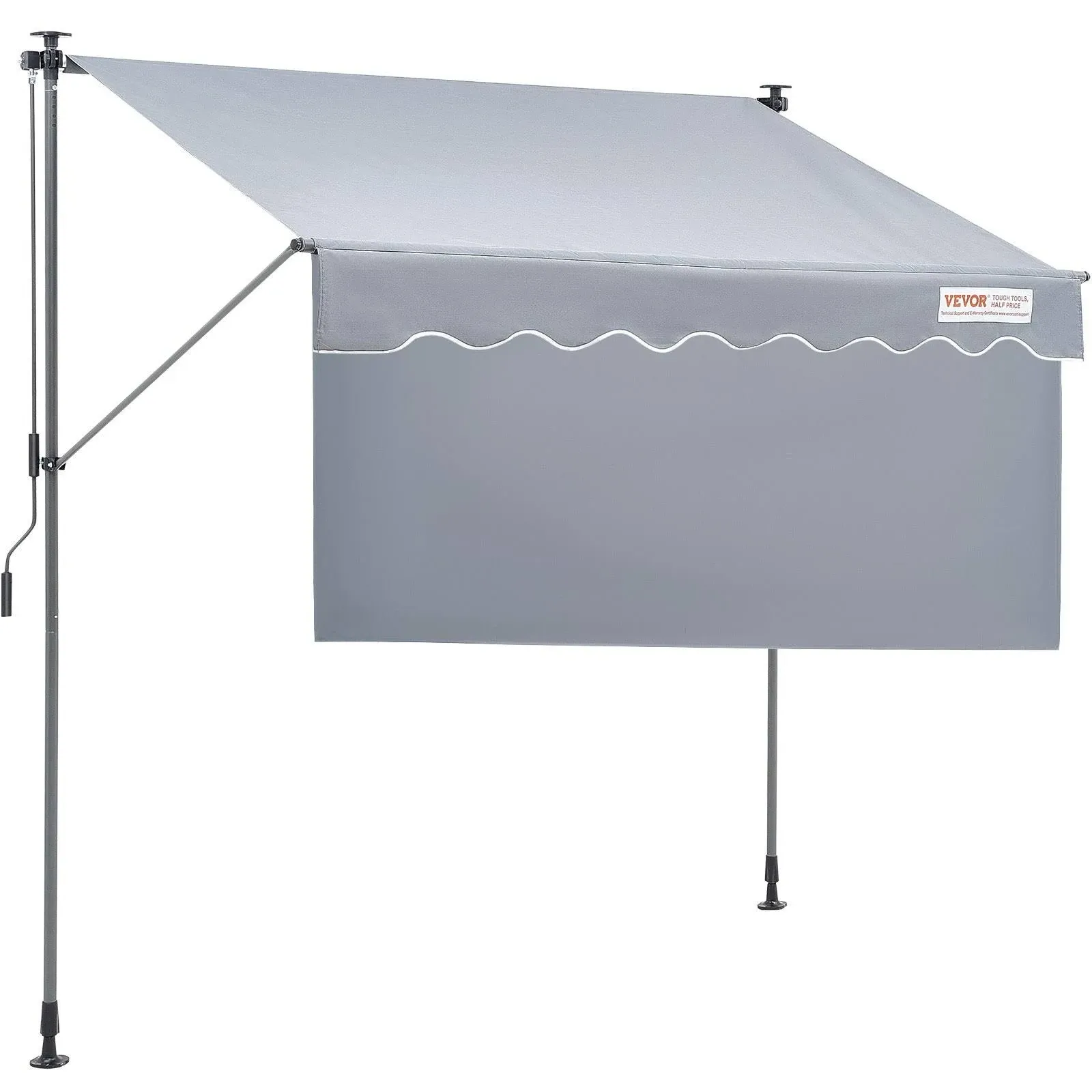 VEVOR Manual Retractable Awning, 118" Outdoor Retractable Patio Awning Sunshade ...