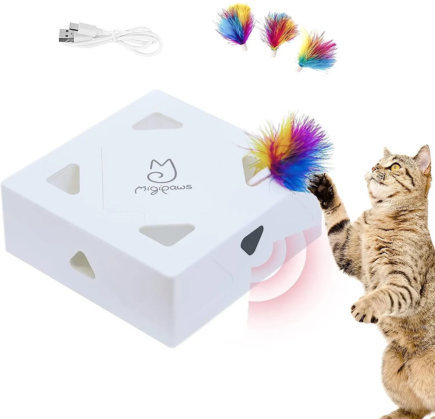 Migipaws Cat Toys, Interactive Automatic 7 Holes Mice Whack-A-Mole, Ultra Fun ...