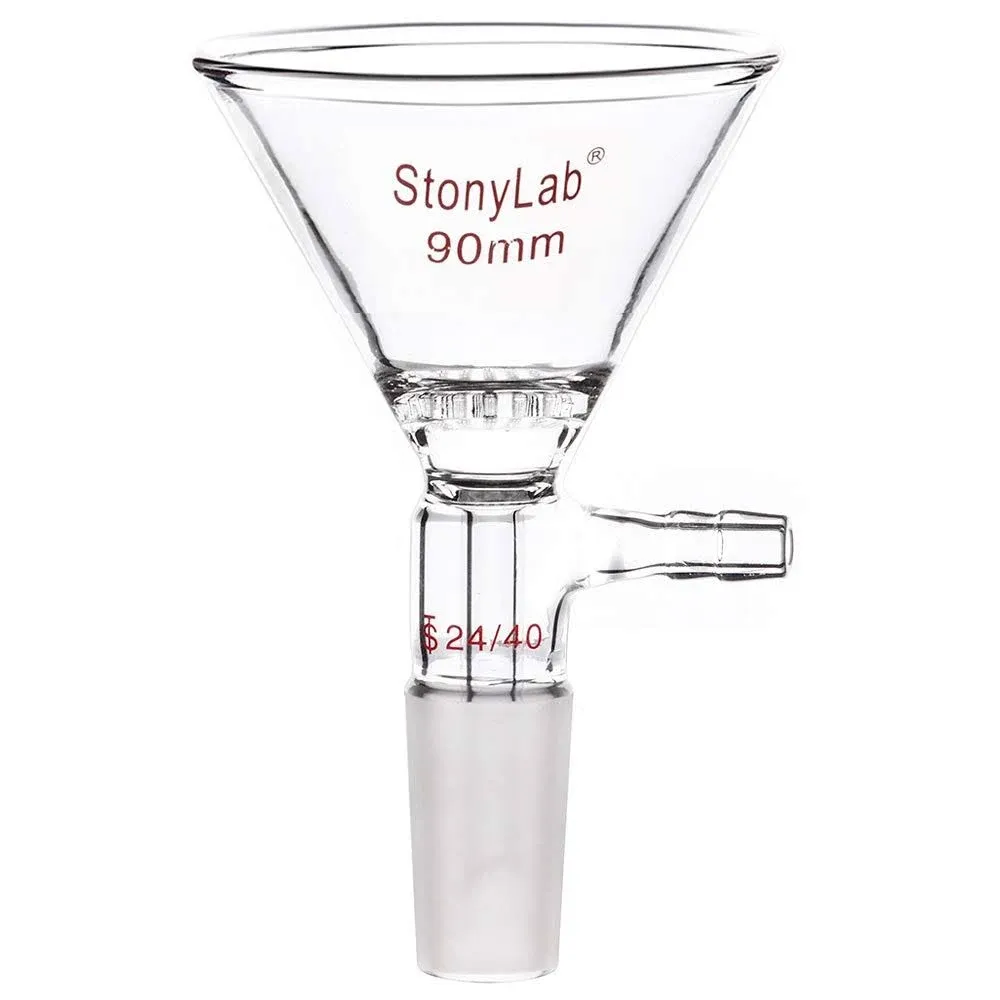 stonylab Borosilicate Glass Filter Funnel with 90mm Top Outer Dimension, 24/40 Inner Joint Glass Filtering Funnels