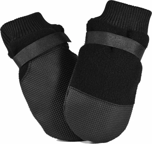 Muttluks Hott Doggers Dog Boots, Black, Set of 4, Medium