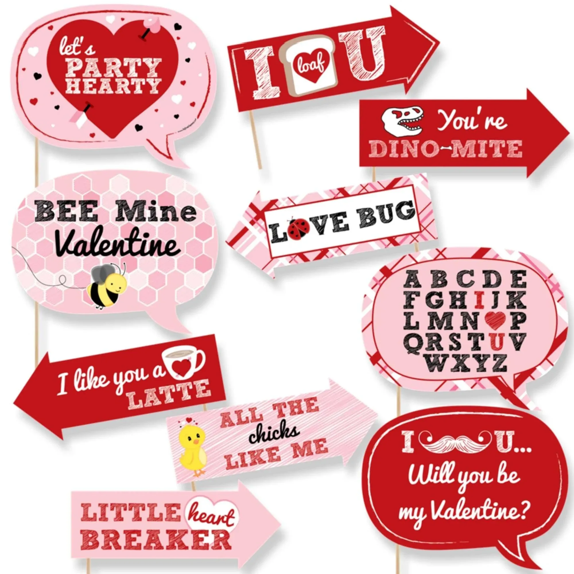 Funny Valentine&#39;s Day - Valentine&#39;s Day 10 Piece Photo Booth Props Kit