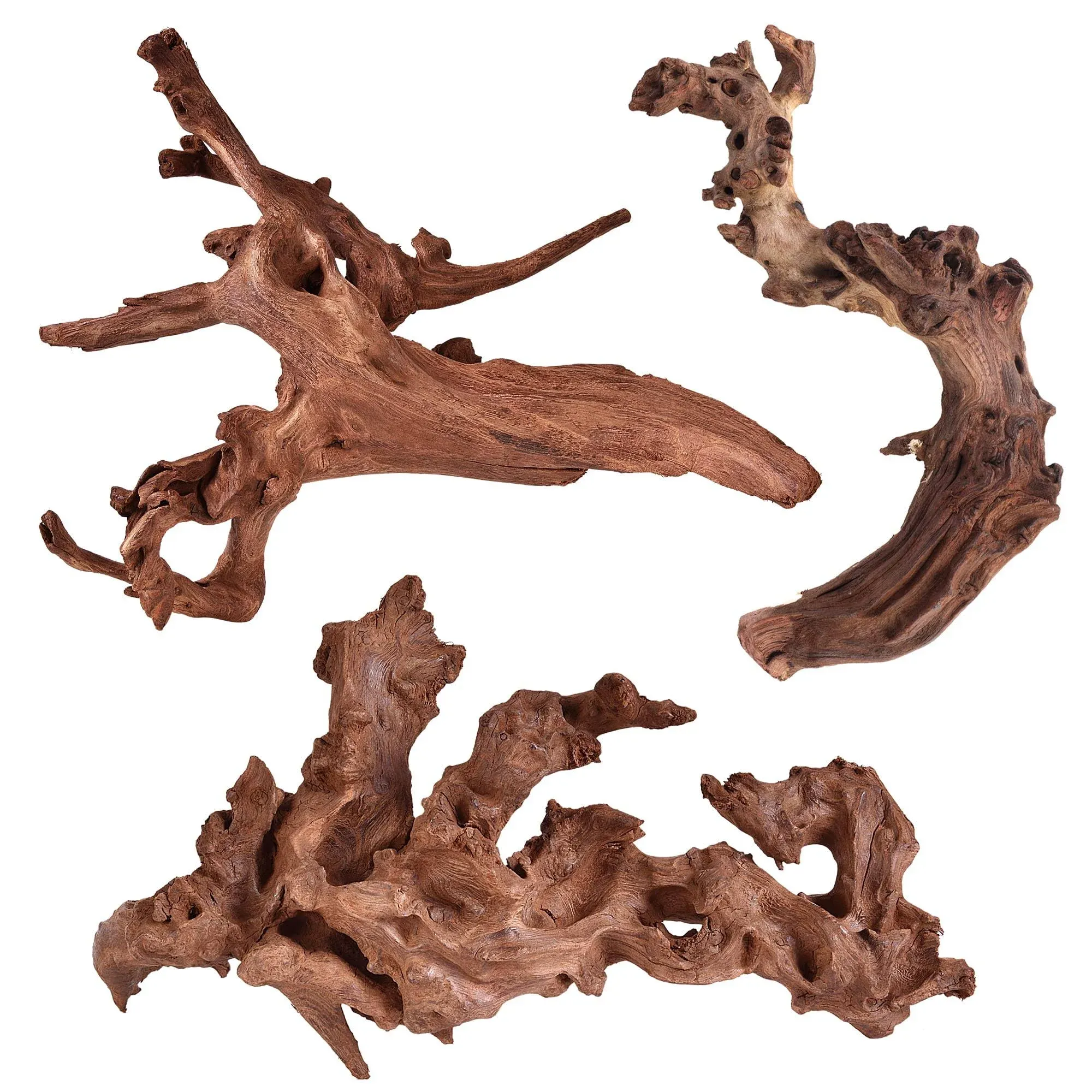 majoywoo Natural Coral Driftwood for Aquarium Decor Fish Tank Decorations, Assorted Driftwood Branch 6-10 inch 3 Pcs, Reptile Decor