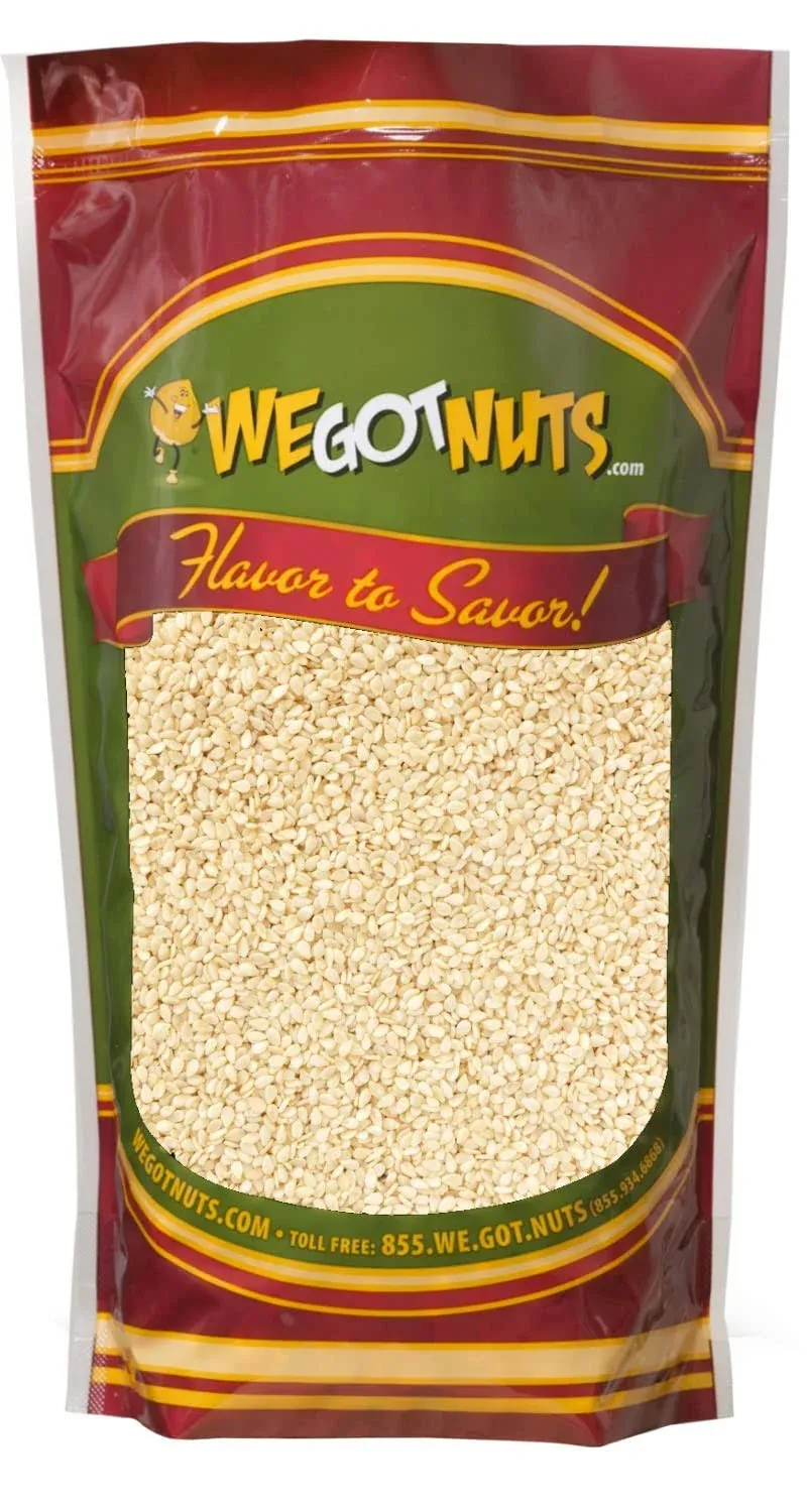 We Got Nuts White Hulled Sesame Seeds 5 lbs (80oz) Bag | No Preservatives Added,