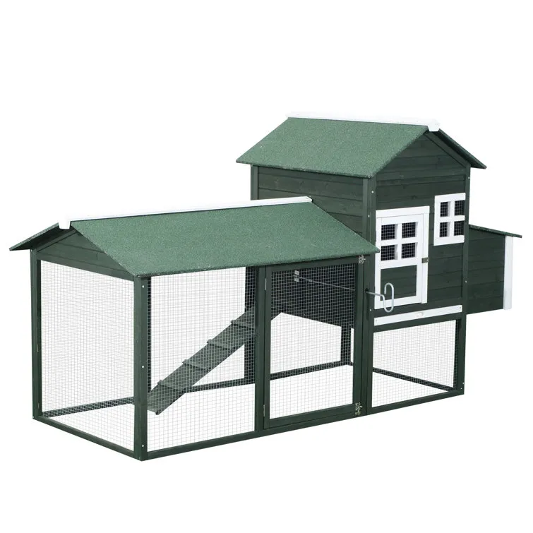 Pawhut 27.8 Square Feet Chicken Coop with Chicken Run For Up To 6 Chickens