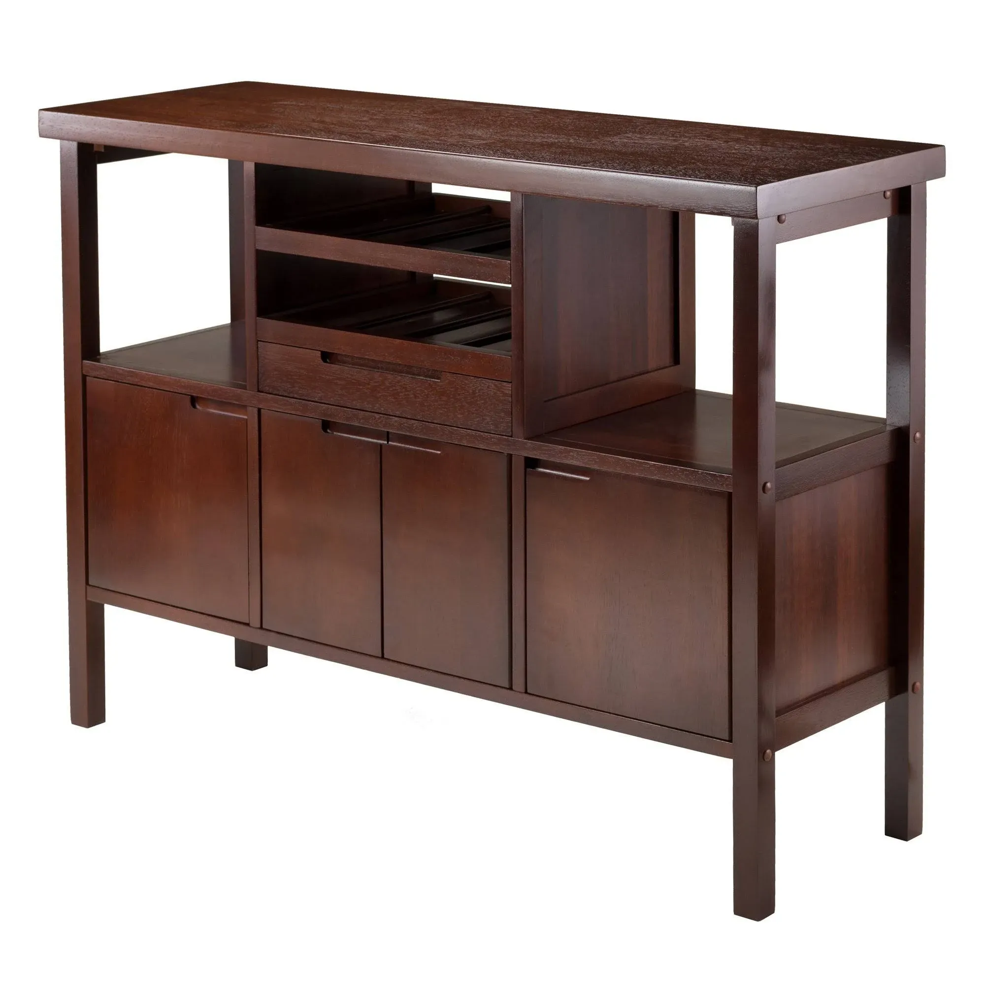 Winsome Diego Wine Rack Buffet Table in Walnut