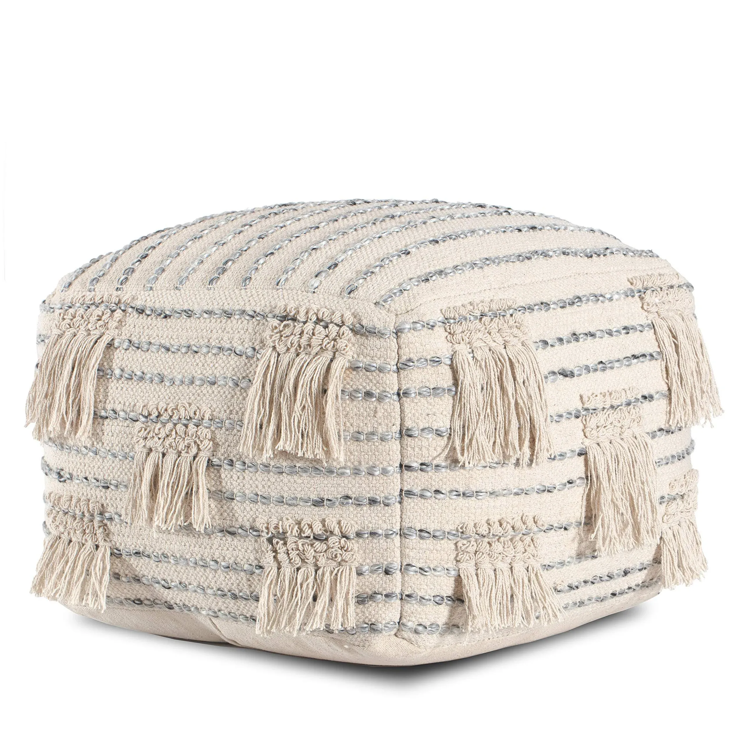 Anji Mountain Graduation Day Pouf Ottoman Beige/Gray