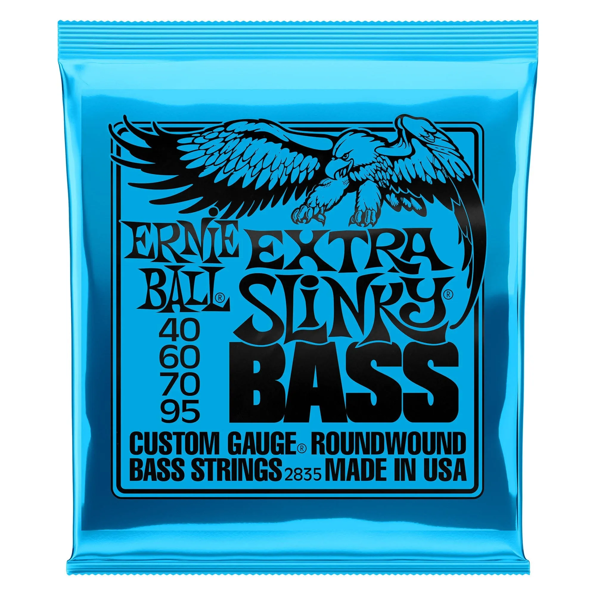 Ernie Ball Extra Slinky Nickel Wound Bass Guitar Strings, 40-95 Gauge (P02835)