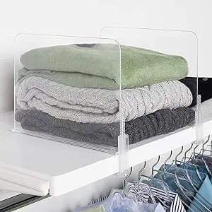 Richards Acrylic Shelf Dividers for Drawers, Shelf Storage & Closet Organization, 6-Pack, Size: 11.5x1.25x8.25, Clear