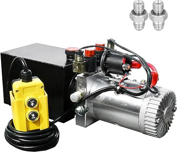 DC House 12V Hydraulic Pump Hydraulic Power Unit Electric Dump Trailer Power Unit (Double Acting 6 quart)