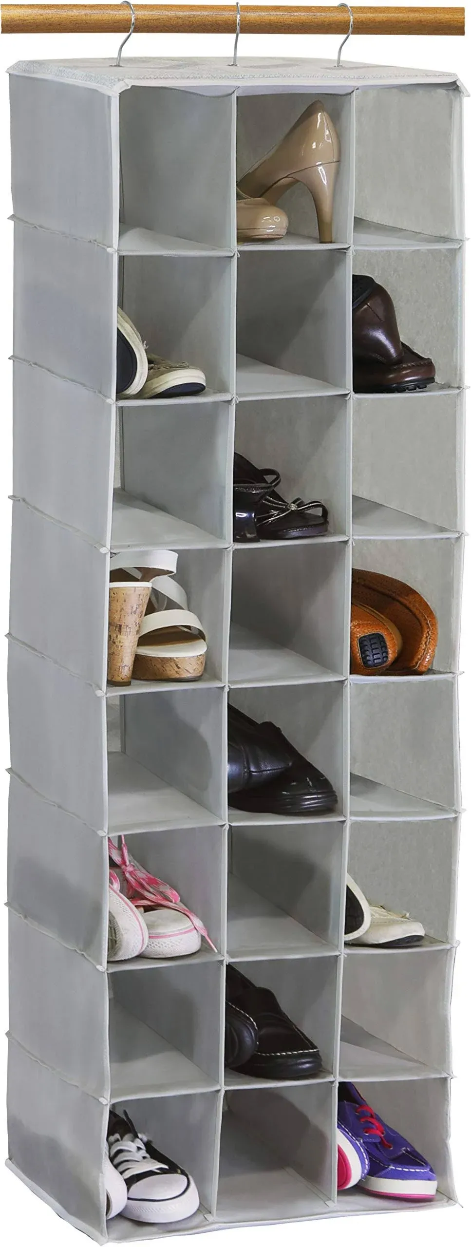 Simplehouseware 24 Section Hanging Shoe Shelves Closet Organizer, Gray