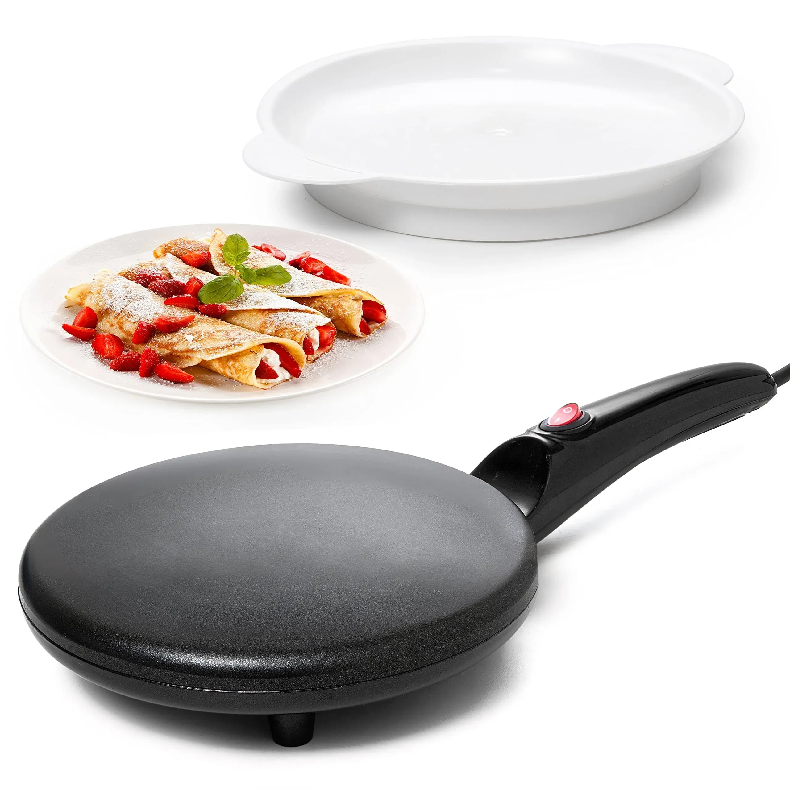 Moss & Stone 8" Electric Crepe Maker I Pan Style I Hot Plate Cooktop I On/Off ...