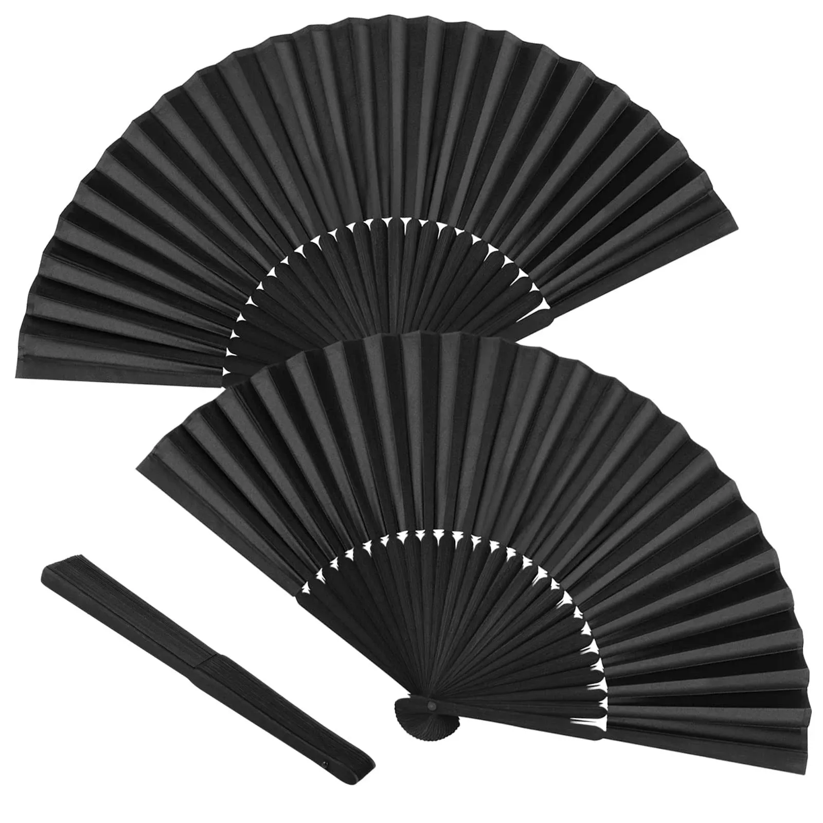 Minelife 2 Pack Bamboo Silk Folding Fan Handheld Chinese Vintage Retro Fabric ...