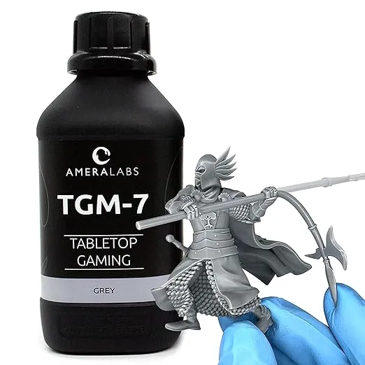 TGM-7 3D Printer Resin for Tabletop Miniatures – Tough, High Resolution, Low Odor, Fast Curing 3D Printing Liquid for 4K/8K/12K LCD/DLP/SLA UV Resin 3D Printers, 5L (Grey)