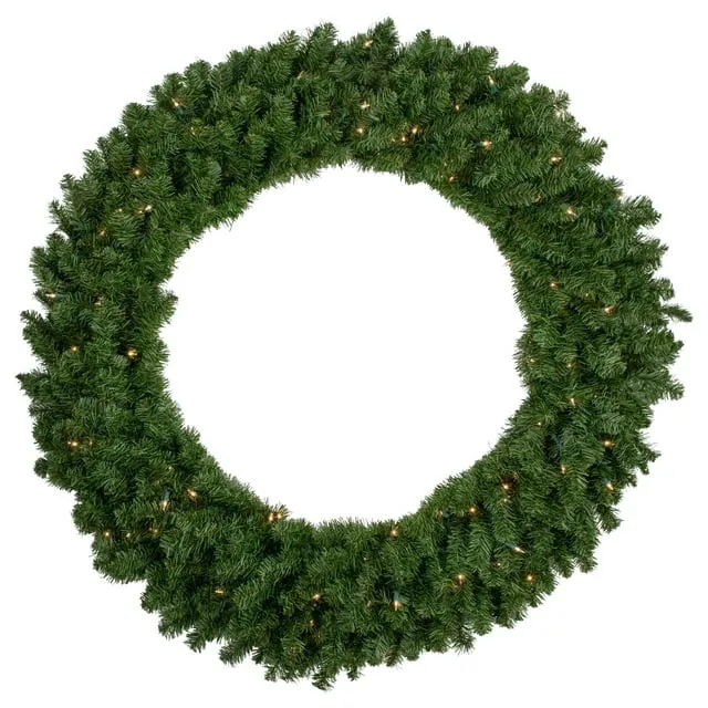 Northlight 48&#034; Pre-Lit Canadian Pine Artificial Christmas Wreath - Clear Lights