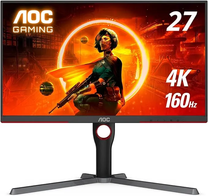 AOC U27G3X 27" Frameless Gaming Monitor, 4K UHD 3840x2160, 160Hz 1ms, Height Adjustable Stand, Xbox PS5 Switch, 3-Year Zero-Bright-dot, Black